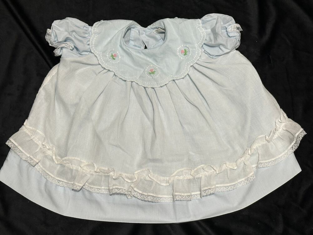 80s Light Blue Baby Girl Dress 12 mo by Peaches 'N Cream ~ 260825-WH 951